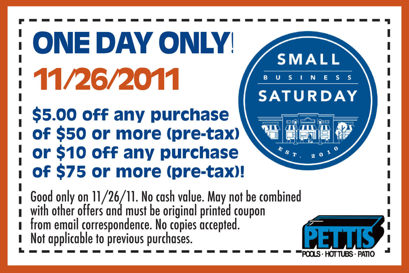 Coupon good on 11/26/11 only