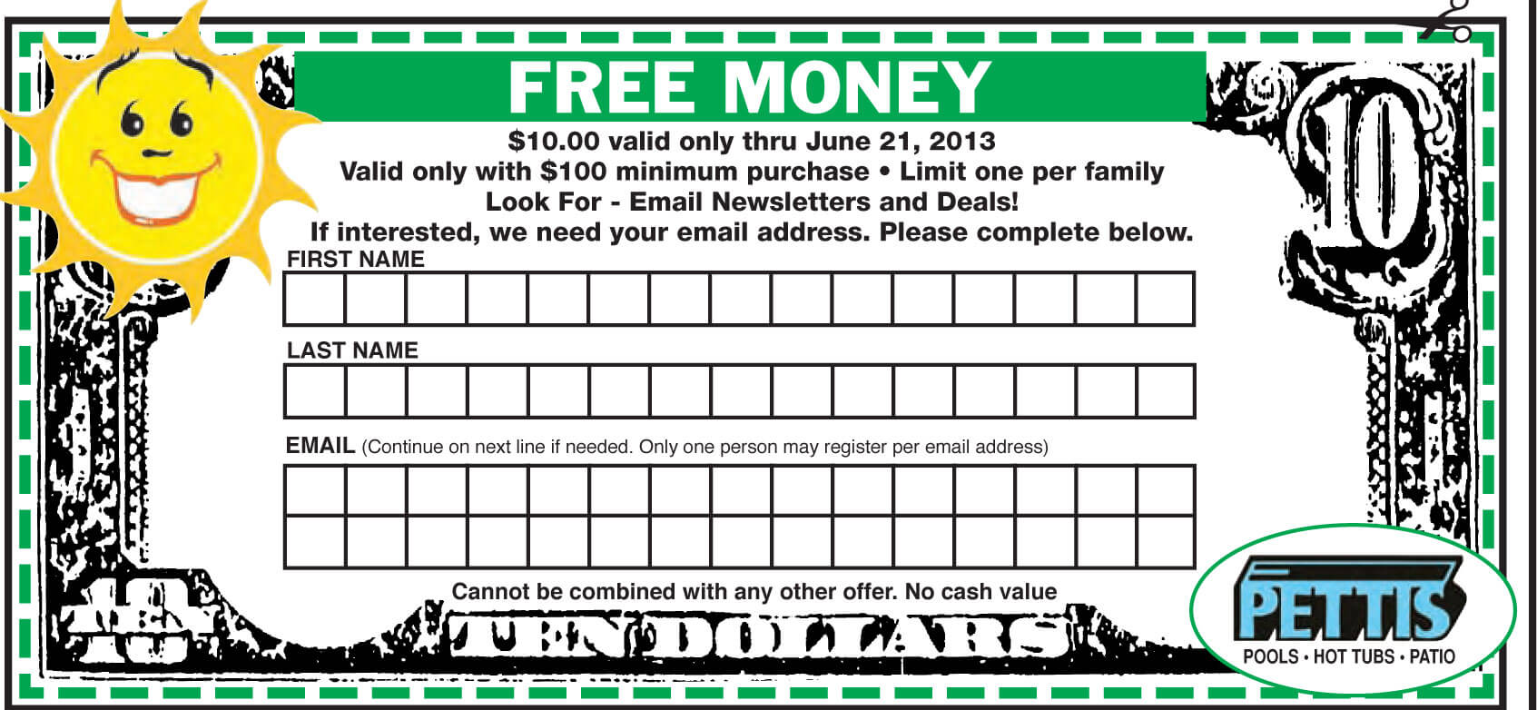 Pettis $10 Free Money Coupon 2013