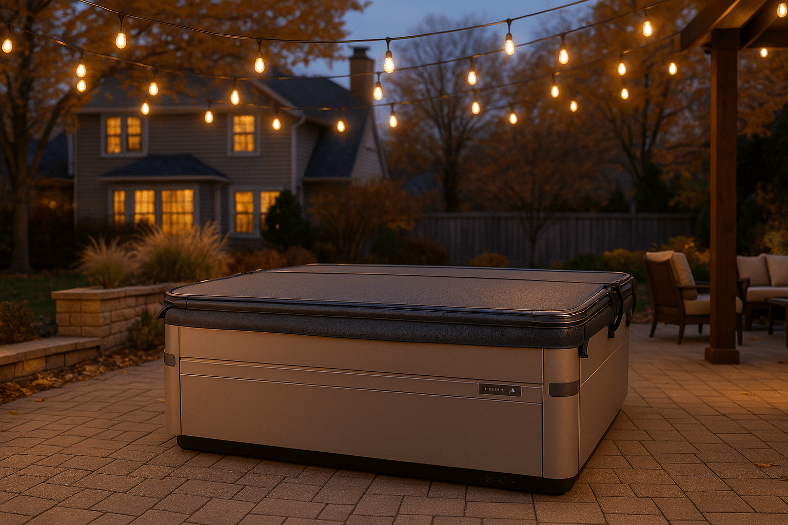 SmarTop Hot Tub Cover at dusk